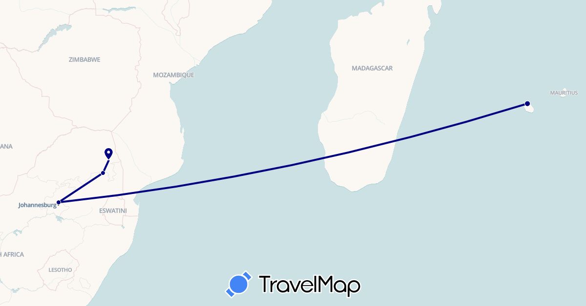 TravelMap itinerary: driving in Réunion, South Africa (Africa)